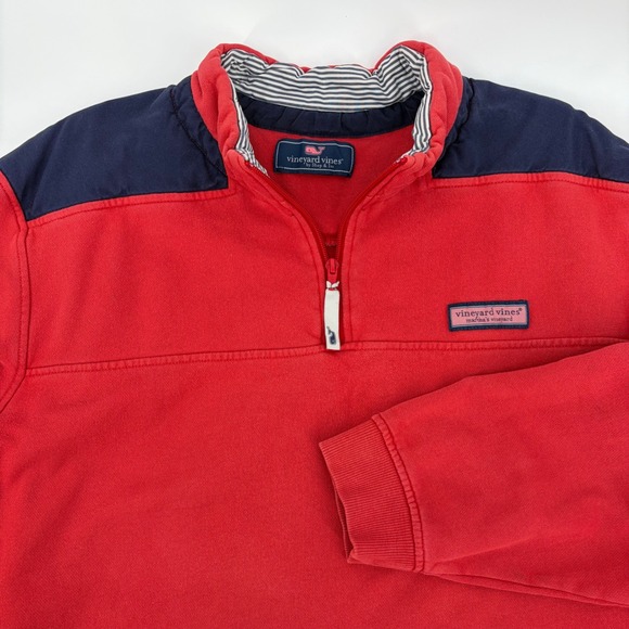 Vineyard Vines Other - Vineyard‎ Vines Mens Quarter Zip Pullover Red Navy Blue 1K0409 Sweatshirt